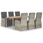 Set comedor jardín 7 pzas y cojines ratán sintético gris en Conjuntos de jardín | Comprar online en Foru.es
