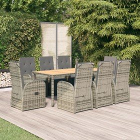Set comedor jardín 9 pzas y cojines ratán sintético gris en Conjuntos de jardín | Comprar online en Foru.es