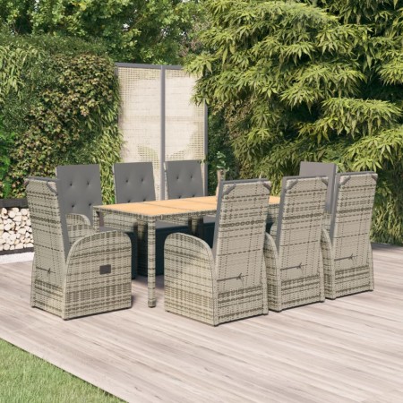 Set comedor jardín 9 pzas y cojines ratán sintético gris en Conjuntos de jardín | Comprar online en Foru.es