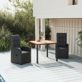 Set comedor de jardín 3 pzas con cojines ratán sintético negro en Conjuntos de jardín | Comprar online en Foru.es