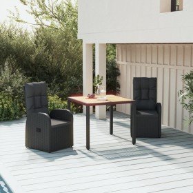 Set comedor de jardín 3 pzas con cojines ratán sintético negro en Conjuntos de jardín | Comprar online en Foru.es