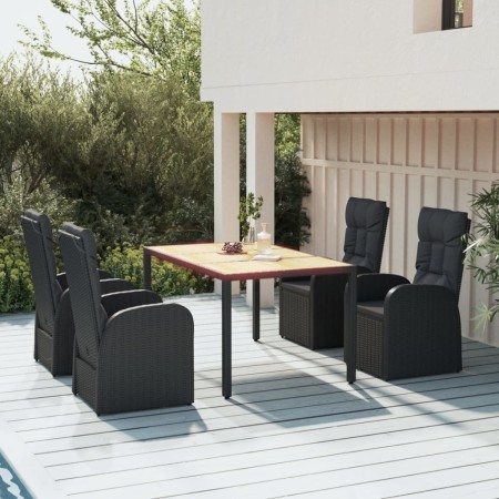 Set de muebles jardín 5 pzas con cojines ratán sintético negro en Conjuntos de jardín | Comprar online en Foru.es
