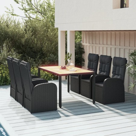 Set de comedor de jardín 7 pzas y cojines ratán sintético negro en Conjuntos de jardín | Comprar online en Foru.es