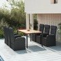 Set de comedor de jardín 7 pzas y cojines ratán sintético negro en Conjuntos de jardín | Comprar online en Foru.es