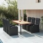 Set de comedor de jardín 7 pzas y cojines ratán sintético negro en Conjuntos de jardín | Comprar online en Foru.es