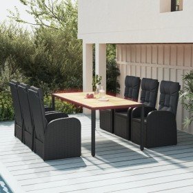 Set de comedor de jardín 7 pzas y cojines ratán sintético negro en Conjuntos de jardín | Comprar online en Foru.es