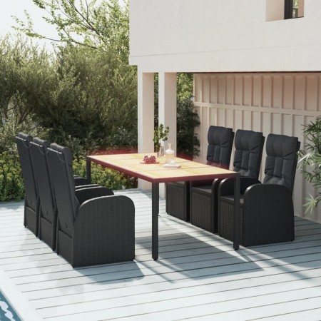 Set de comedor de jardín 7 pzas y cojines ratán sintético negro en Conjuntos de jardín | Comprar online en Foru.es