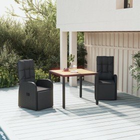 Juego comedor jardín 3 pzas madera acacia ratán sintético negro en Conjuntos de jardín | Comprar online en Foru.es