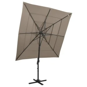 Sombrilla de 4 niveles con poste aluminio gris taupe 250x250 cm de vidaXL, Sombrillas - Ref: Foro24-313823, Precio: 193,08 €,...