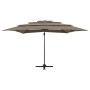 Sombrilla de 4 niveles con poste aluminio gris taupe 250x250 cm de vidaXL, Sombrillas - Ref: Foro24-313823, Precio: 196,82 €,...