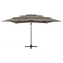 Sombrilla de 4 niveles con poste aluminio gris taupe 250x250 cm de vidaXL, Sombrillas - Ref: Foro24-313823, Precio: 193,08 €,...