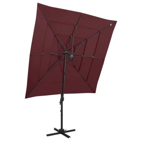Sombrilla de 4 niveles con poste de aluminio burdeos 250x250 cm de vidaXL, Sombrillas - Ref: Foro24-313824, Precio: 193,08 €,...