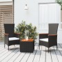 Juego muebles jardín 3 pzas madera acacia ratán sintético negro en Conjuntos de jardín | Comprar online en Foru.es