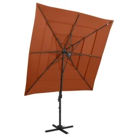 4-tier parasol with terracotta aluminum pole 250x250 cm by vidaXL, Umbrellas - Ref: Foro24-313825, Price: 142,96 €, Discount: %