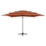 Sombrilla de 4 niveles con poste aluminio terracota 250x250 cm de vidaXL, Sombrillas - Ref: Foro24-313825, Precio: 144,29 €, ...