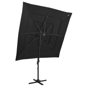 Sombrilla de 4 niveles con poste aluminio negro 250x250 cm de vidaXL, Sombrillas - Ref: Foro24-313826, Precio: 195,56 €, Desc...