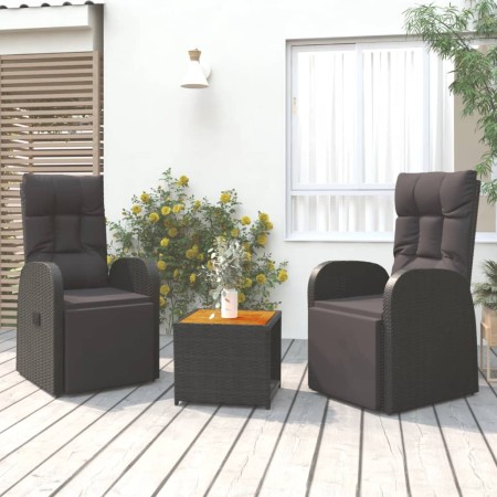 Juego muebles jardín 3 pzas madera acacia ratán sintético negro en Conjuntos de jardín | Comprar online en Foru.es