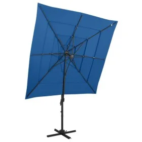 4-tier parasol with blue aluminum pole 250x250 cm by vidaXL, Umbrellas - Ref: Foro24-313827, Price: 193,08 €, Discount: %