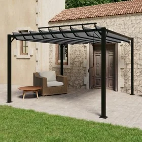 Cenador con techo de lamas tela antracita y aluminio 3x3 m de vidaXL, Carpas y cenadores - Ref: Foro24-313926, Precio: 571,86...