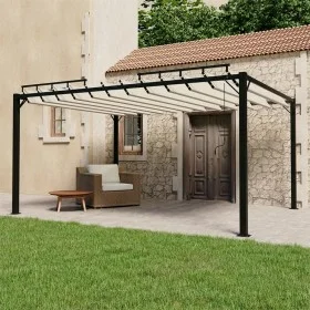 Cenador con techo de lamas tela crema y aluminio 3x4 m de vidaXL, Carpas y cenadores - Ref: Foro24-313927, Precio: 649,30 €, ...