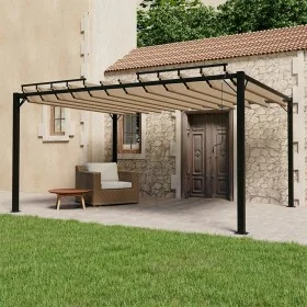 Cenador con techo de lamas tela taupé y aluminio 3x4 m de vidaXL, Carpas y cenadores - Ref: Foro24-313928, Precio: 663,25 €, ...