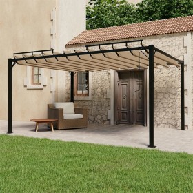Cenador con techo de lamas tela taupé y aluminio 3x4 m de vidaXL, Carpas y cenadores - Ref: Foro24-313928, Precio: 645,64 €, ...