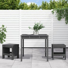 Mesa y sillas de jardín 3 piezas madera maciza de pino gris en Conjuntos de jardín | Comprar online en Foru.es