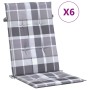 Cojín silla jardín respaldo alto 6 uds cuadros gris 120x50x3 cm de vidaXL, Cojines para sillas y sofás - Ref: Foro24-314130, ...