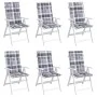 Cojín silla jardín respaldo alto 6 uds cuadros gris 120x50x3 cm de vidaXL, Cojines para sillas y sofás - Ref: Foro24-314130, ...