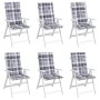 Cojín silla jardín respaldo alto 6 uds cuadros gris 120x50x3 cm de vidaXL, Cojines para sillas y sofás - Ref: Foro24-314130, ...