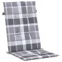 Cojín silla jardín respaldo alto 6 uds cuadros gris 120x50x3 cm de vidaXL, Cojines para sillas y sofás - Ref: Foro24-314130, ...