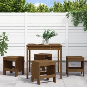 Set de comedor de jardín 5 pzas madera maciza pino marrón miel en Conjuntos de jardín | Comprar online en Foru.es