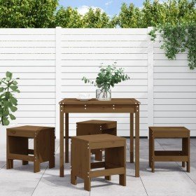 Set de comedor de jardín 5 pzas madera maciza pino marrón miel en Conjuntos de jardín | Comprar online en Foru.es