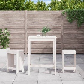 Set de mesa y taburetes altos jardín 3 pzas madera pino blanco en Conjuntos de jardín | Comprar online en Foru.es