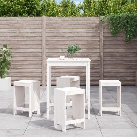 Set de mesa y taburetes altos jardín 5 pzas madera pino blanco en Conjuntos de jardín | Comprar online en Foru.es