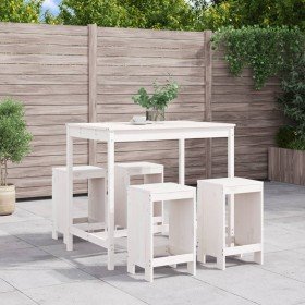 Set de mesa y taburetes altos jardín 5 pzas madera pino blanco en Conjuntos de jardín | Comprar online en Foru.es