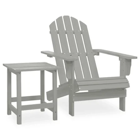 Adirondack chair with ottoman and garden table solid gray spruce by vidaXL, Garden sets - Ref: Foro24-315920, Price: 78,44 €,...