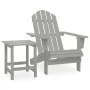 Adirondack chair with ottoman and garden table solid gray spruce by vidaXL, Garden sets - Ref: Foro24-315920, Price: 78,44 €,...