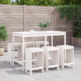 Set de mesa y taburetes altos jardín 7 pzas madera pino blanco en Conjuntos de jardín | Comprar online en Foru.es