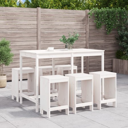 Set de mesa y taburetes altos jardín 7 pzas madera pino blanco en Conjuntos de jardín | Comprar online en Foru.es