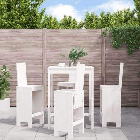 Set de mesa y taburetes altos jardín 5 pzas madera pino blanco en Conjuntos de jardín | Comprar online en Foru.es