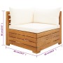 Muebles de jardín 2 piezas con cojines madera maciza de acacia de vidaXL, Sofás modulares de exterior - Ref: Foro24-316087, P...