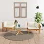 Corner sofas, 2 units, cream white cushions, acacia wood. by vidaXL, Modular outdoor sofas - Ref: Foro24-316279, Price: 356,0...