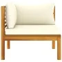 Sofás de esquina 2 uds cojines blanco crema madera de acacia de vidaXL, Sofás modulares de exterior - Ref: Foro24-316279, Pre...