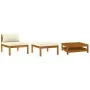 Gartenmöbel 3 Stück Kissen weiß cremefarbenes Akazienholz von vidaXL, Modulare Sofas für den Außenbereich - Ref: Foro24-31628...