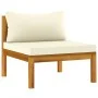 Gartenmöbel 3 Stück Kissen weiß cremefarbenes Akazienholz von vidaXL, Modulare Sofas für den Außenbereich - Ref: Foro24-31628...