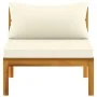 Gartenmöbel 3 Stück Kissen weiß cremefarbenes Akazienholz von vidaXL, Modulare Sofas für den Außenbereich - Ref: Foro24-31628...
