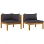 2-piece sofa set with dark gray acacia wood cushions by vidaXL, Modular outdoor sofas - Ref: Foro24-316282, Price: 291,77 €, ...