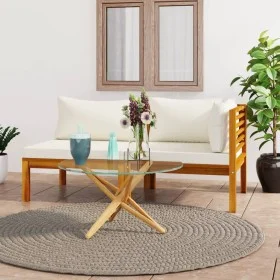 2-piece sofa set with white cream acacia wood cushions by vidaXL, Modular outdoor sofas - Ref: Foro24-316283, Price: 315,53 €...