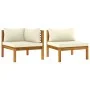 2-piece sofa set with white cream acacia wood cushions by vidaXL, Modular outdoor sofas - Ref: Foro24-316283, Price: 315,53 €...